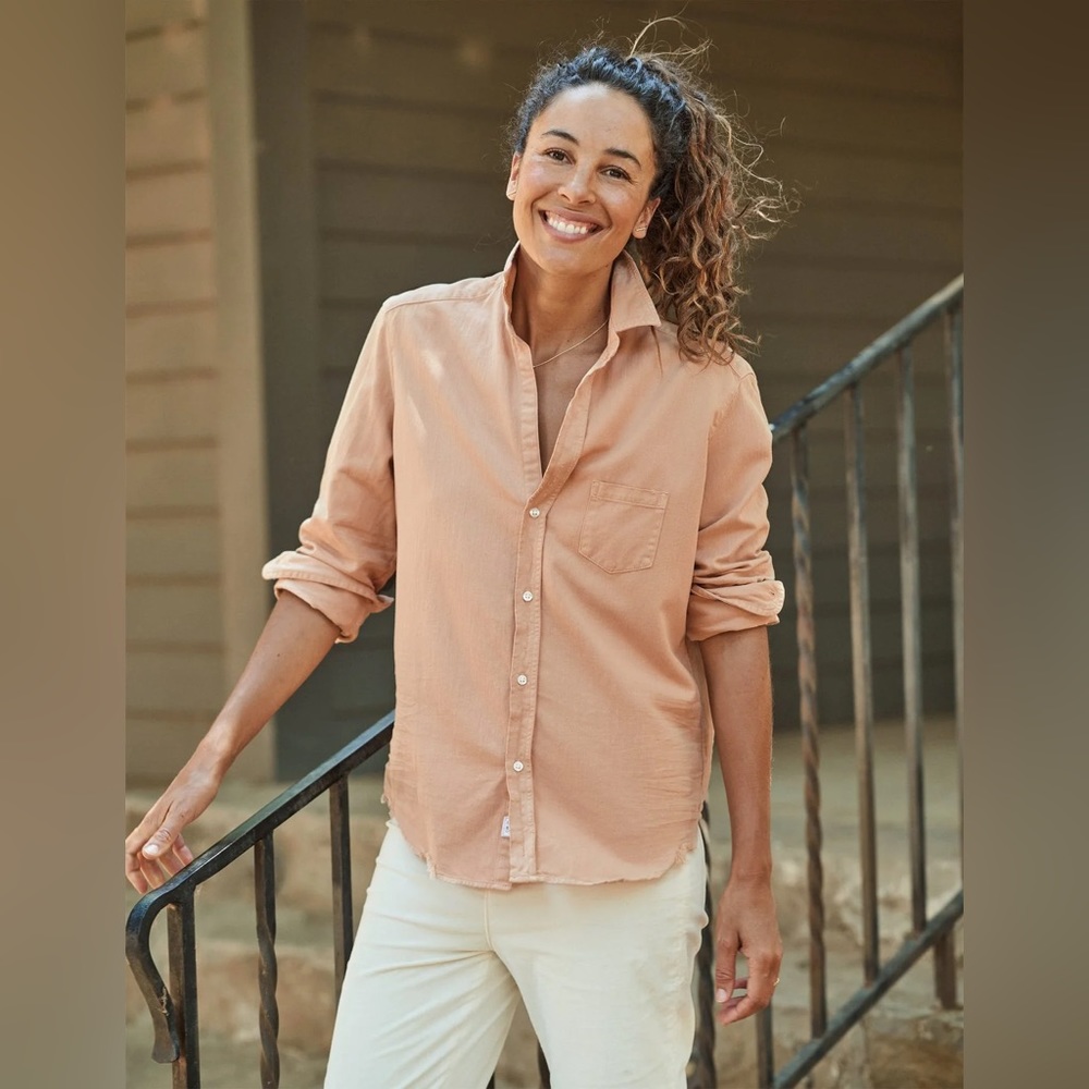 Frank and Eileen Vintage Peach Woven Button Up